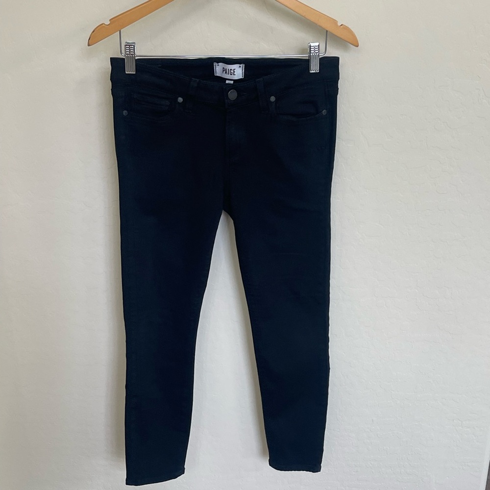 PAIGE Black Skinny Jeans Women's Size 28 Mid Rise Stretch Denim Transcend Fabric